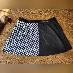 Half Black Half Checkerboard Mini Skirt